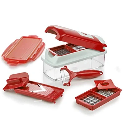 Image de Genius Nicer Dicer Smart, 9 pièces, Couper, Cubes, rabots, épluchures, rangements, Coupe Fruits et légumes