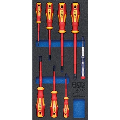 Image de BGS 4037 Insert de servante d&#039;atelier 1/3 : Jeu tournevis VDE 8 pièces