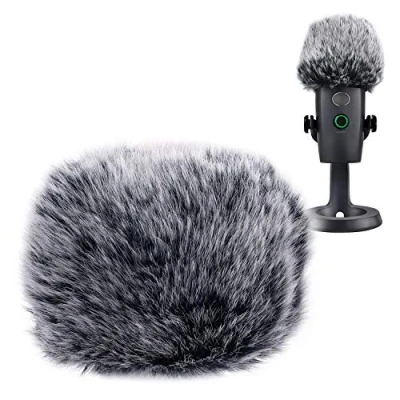 Image de YOUSHARES Anti Vent Bonnette Courte pour Blue Yeti Nano Microphone, Pare Brise Bonnet en Fourrure, Filtre Pop Efficace Enleverles Bruits
