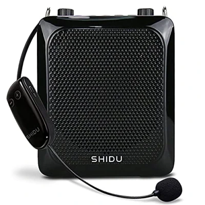 Image de Amplificateur de voix sans fil Bluetooth, SHIDU vocal portable 25W, système PA avec microphone UHF casque micro haut parleurs multifonctions,pour enseignants guide touristique