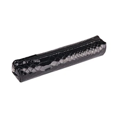 Image de Clairefontaine 410173C Une Petite Trousse Slim en Cuir Véritable 19,5x2,5x4 cm, Imprimé façon Python Noir