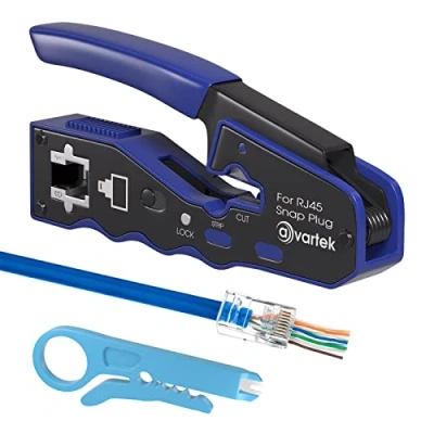 Image de AVARTEK Pince à sertir RJ45 pour connecteurs CAT6a CAT6 CAT5e CAT5, outil de sertissage professionnel fil réseau Ethernet