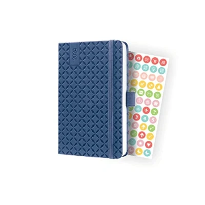 Image de SIGEL J4100 Jolie Agenda semainier 2024, couverture rigide, 9,5 x 15 cm, 174 pages, bleu
