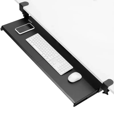 Image de VIVO MOUNT KB15EB Plateau de Clavier extractible sous Le Bureau avec système Fixation en C Extra Robuste, 86 cm (102 y Compris Les Pinces) x 28 cm, tiroir d&#039;ordinateur Coulissant pour saisir,