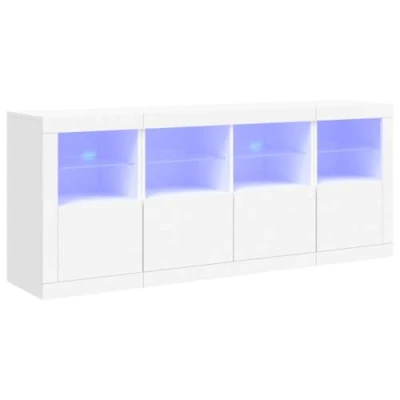 Image de vidaXL Buffet avec lumières LED Blanc 163x37x67 cm