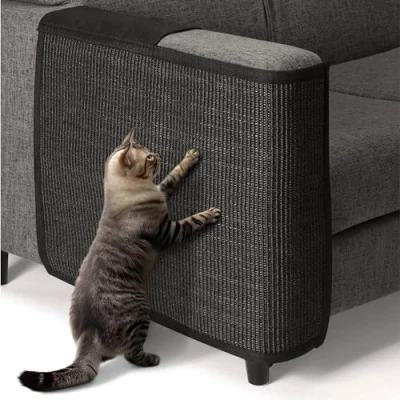 Image de Navaris Tapis griffoir Chat Protection côté Droit canapé Meuble Sol Mur en sisal et Lin 50 x 70 cm adapté pour Chaton Chien