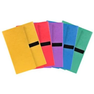 Image de Exacompta Réf. 740E 1 chemise à dos extensible en carte lustrée 3 rabats fermeture par bande auto agrippante/scratch dimensions 24 x 32cm pour documents au format A4 couleurs aléatoires