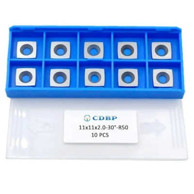 Image de CDBP Lot de 10 fraises carrées en carbure tungstène 11 mm avec rayon 5,1 cm x 2,0 R50 Remplacement pour le travail du bois Convient aux outils tournage tête rabot