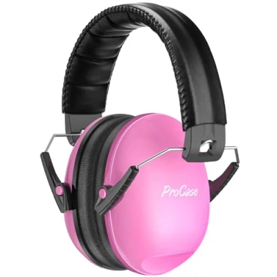 Image de Procase Casque Anti Bruit Enfant, Pliable Réglable Confortable, avec Une Atténuation de SNR 34dB, Serre tête Souple pour Milieu Bruyant ou Stressant Rose