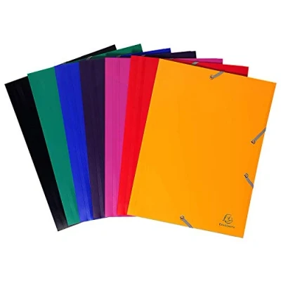 Image de Exacompta Réf. 55900E 1 chemise à élastiques économique pochette 3 rabats en polypropylène opaque dimensions 24 x 32 cm pour documents au format A4 couleur aléatoire