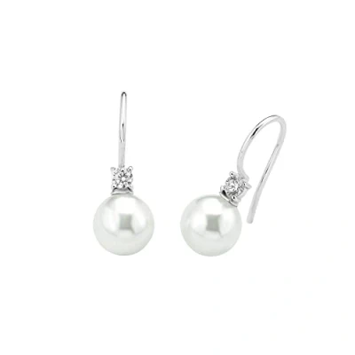 Image de Amor Boucles d&#039;oreilles pour femme en argent sterling 925, avec zircone synthétique, perle de cire, 2,2 cm, argent, livrées dans une boîte cadeau à bijoux, 2017175