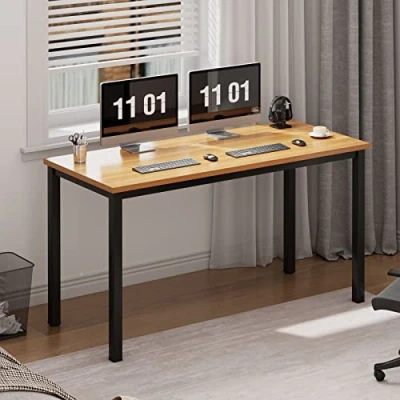 Image de SogesHome Bureau Informatique, Table de Bureau, d&#039;ordinateur Portable, Cadre en métal, pour Chambre à Domicile,100 x 60x 75 cm,Teck &amp; Noir, AC3BB 100 SH