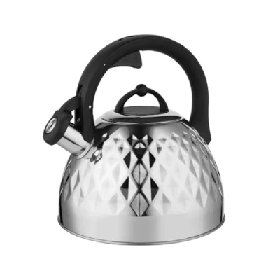 Image de FLORINA Bouilloire Inox (2,5 l) I Sifflante FENNY MIRROR Poignée Résistante à la Chaleur non Electrique Induction, Gaz Pour Thé et Café Couleur: Argent