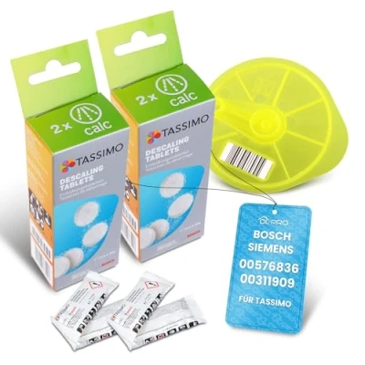 Image de DL pro Disque de nettoyage + 2 détartrants pour Bosch Siemens 576836 00576836 311909 00311909 Kit et détartrage machine à café Tassimo