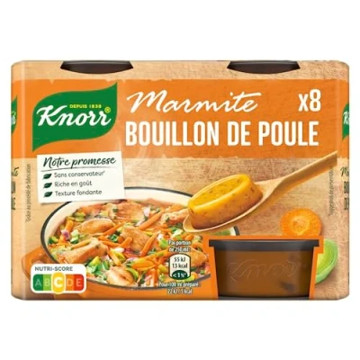 Image de Knorr Marmite Bouillon de Poule, Riche en goût, Texture fondante, Idéal pour les poêlées et soupes, 8 capsules