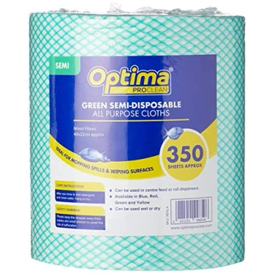 Image de Ramon Hygiene Rouleau de tissu léger multi usages, 22 x 44 cm, vert, 1 350 chiffons sur un rouleau.