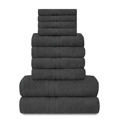 Image de GC GAVENO CAVAILIA Towels Lot de 10 Serviettes Bain 100% Coton égyptien, 4 Visage, Mains, 2 Bain, qualité supérieure, très absorbantes, lavables en Machine, Charbon
