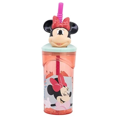 Image de GOBELET RÉUTILISABLE POUR ENFANTS EN PLASTIQUE SANS BPA 430 ML AVEC FIGURINE 3D SUR LE COUVERCLE MINNIE MOUSE BEING MORE