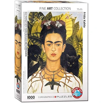 Image de Eurographics Frida Kahlo &quot;Self Portrait avec collier et Thorn Hummingbird&quot; (Puzzle 1000p, multicolore)