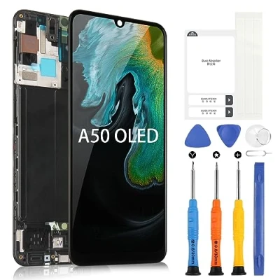 Image de OLED Écran pour Samsung Galaxy A50 SM A505FN/DS A505FD A505F A505A A505 LCD Tactile Digitizer Pièces de Rechange Réparation avec Kit (Noir Cadre, Non Conforme à A505U / A505U)