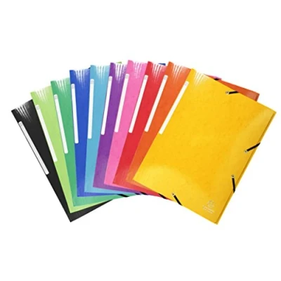 Image de Exacompta Réf. 55929E Carton de 25 chemises à élastiques Iderama pochettes 3 rabats Maxi Capacity en carte lustrée pelliculée 600 g/m2 dim 24 x 32 cm pour format A4 couleurs assorties