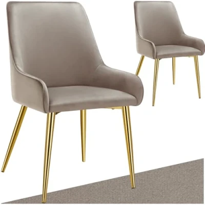 Image de TECTAKE Lot 2 chaises rembourrées AVANE aspect velours forme ergonomique Taupe
