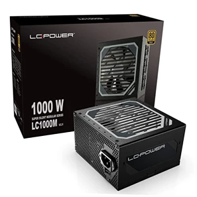 Image de LC POWER 1000W Alimentation PC, Entièrement modulaire,Certifié 80 Plus Gold, PSU Gaming, ATX, Garantie 5 Ans, LC1000M