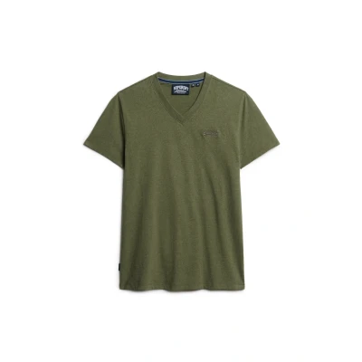 Image de Superdry Vintage LOGO Vneck Tshirt basique, Homme, Taille: Large, Thrift olive marl