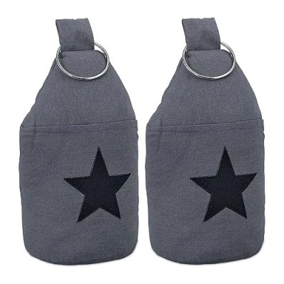Image de Relaxdays Butoir Porte en Lot de 2, avec poignée, Non Fixe, décoré d&#039;une étoile, HD : 22,5 x 11 cm, Gris foncé et Noir