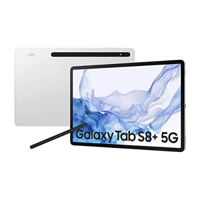 Image de Samsung Galaxy Tab S8+ 12,4 Pouces, 256 Go de mémoire Interne, 8 RAM, 5G, Tablette Android avec S Pen, Argent, Garantie Fabricant 36 Mois