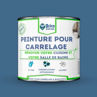 Image de BRICOSALVAJE Peinture satinée pour carrelage cuisine et bain sans apprêt lavable grande dureté (marine, 750 ml)