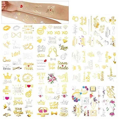 Image de HOWAF 134 Tatouage EVJF, Team Bride Tatouages Éphémères Enterrement De Vie Jeune Fille Accessoire Decorations Mariage