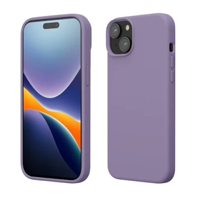 Image de kwmobile Coque pour iPhone 15 Housse de téléphone Fine en Silicone avec Surface Douce et Anti Choc Violet Clair