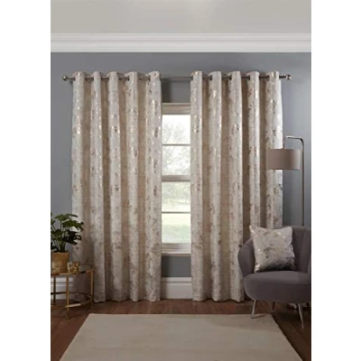 Image de Rideau double Rideaux Osaka 124023690 a oeillets Japonais en Velours metallise Naturel 168 x 137 cm