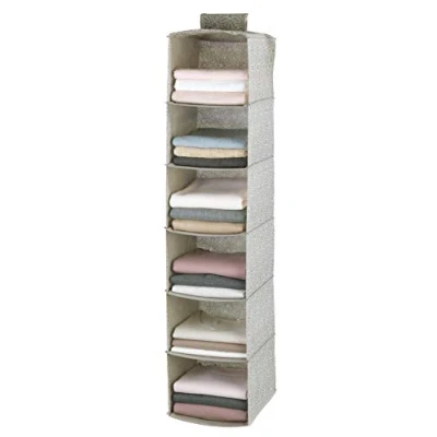 Image de WENKO Casiers de Rangement vêtements Balance en Suspension, étagère Suspendue pour Le du Linge, avec 6 Compartiment, Polypropylène, 30 x 122 cm, Taupe