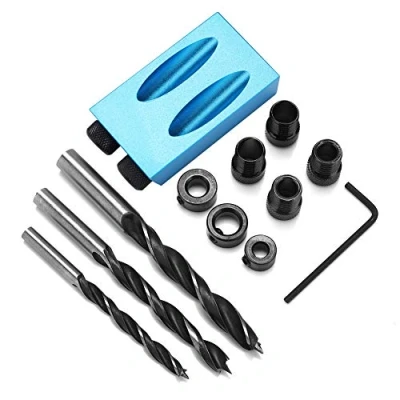 Image de 14Pcs 15 Guide de Perçage Oblique, Outil Localisation Trousse Forage pour Trou Poche à Bois Set Positionneur