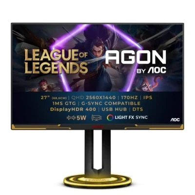 Image de AOC AGON AG275QXL 27 pouces QHD Moniteur de jeu, 170Hz, IPS, 1ms, League of Legends Light FX Sync, réglable en hauteur, FreeSync Premium, HDR 400 (2560x1440@170Hz, cd/m² HDMI 2.0/DP 1.4/USB 3.2)