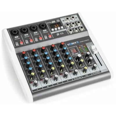 Image de Vonyx VMM K602 Table de Mixage 6 Canaux, Technologie sans Fil Bluetooth, 16 Effets Inclus, USB, égaliseur, Option Chant, Idéal pour des Applications Chants et DJ