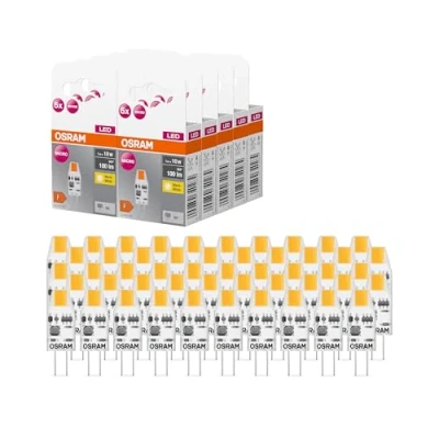 Image de OSRAM LED BASE PIN MICRO, pack avantage de 50 lampes basse tension, remplace les spéciales 10W classiques, blanc chaud (2700K), 1W, G4, verre mat, non dimmable, ultra compact