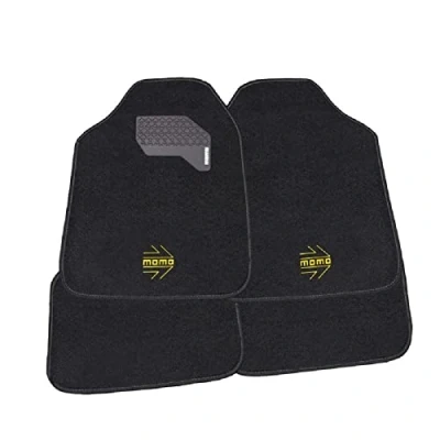 Image de MOMO SET COMPLET 4 PIÈCES TAPIS DE VOITURE UNIVERSEL NOIR/JAUNE