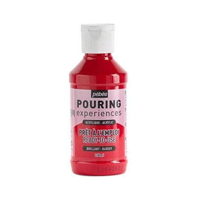 Image de Pébéo Pouring Expériences Peinture Acrylique Pré mélangée Prête à l&#039;emploi Idéal pour Fluid Art, Rouge Magenta, 118 ml