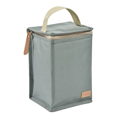 Image de BÉABA, Pochette repas Bébé Isotherme, Rangement biberons grand format, Grande capacité, Transporte complet, Matière souple, Pliable, Tissu imperméable, Vert Sauge