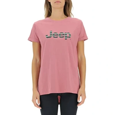 Image de JEEP O102611 P490 J Woman T Shirt Oversize Striped Print Turn up Sleeve J22W Dusty Rose M