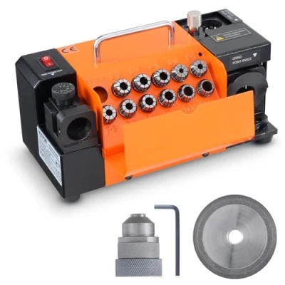 Image de VEVOR Affuteuse de Forets MR 13A Affûteuse Fraises 3 13 mm Angle Pointe Ajustable 95 à 135 Portable 120 W 4500 tr/min avec 11 Pinces Serrage, Meule CBN &amp; SDC, 285x135x160