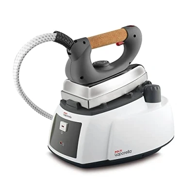Image de Polti Vaporella 505 Pro, Fer à vapeur avec Chaudière et Bouchon de Sécurité, Pression Maximale 3,5 Bars, Réservoir 0,9 l, Poignée en Liège Respirant, Blanc Gris