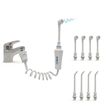 Image de jet Dentaire SOWASH FAMILY Se connecte au robinet Hydropulseur Sans Piles ni électricité 4 Têtes Vortice avec triple pulsatoire convergent + unique Produit italien