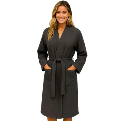 Image de Morgenstern Sortie de Bain Femme Kimono Coton Gaufre Taille XL Gris