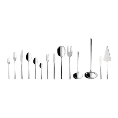 Image de Villeroy &amp; Boch Piemont Ménagère Couverts 113 Pièces pour 12 Personnes Argent/Platine, Garanti Lave Vaisselle, INOX, Ensemble Couvert, Set De Table, Acier Inoxydable
