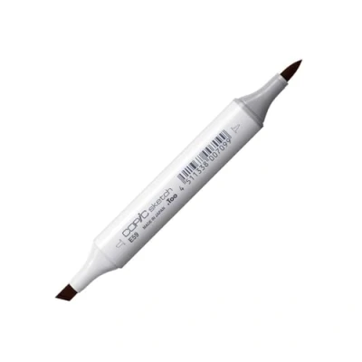 Image de COPIC Sketch E59, Walnut, Twin Marker avec Une Pointe de Largeur Moyenne et « Brush ».