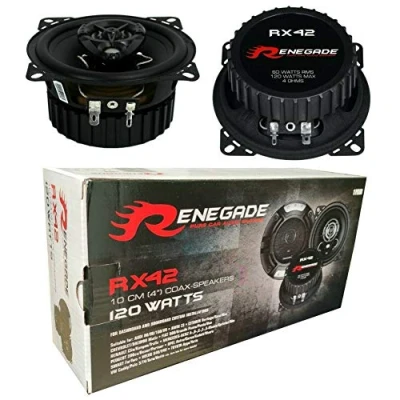 Image de 2 Haut parleurs coaxiaux Voies RENEGADE RX42 4&quot; 10,00 cm 100 mm 60 Watts rms 120 Max impédance 4 ohms 92 DB spl Noir pour Voiture, la Paire